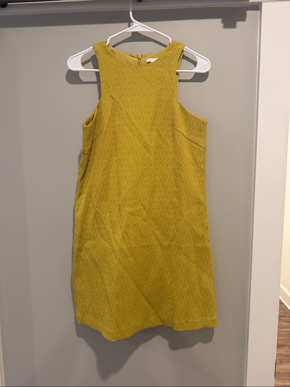 H&M Mustard Textured Sleeveless Shift Dress